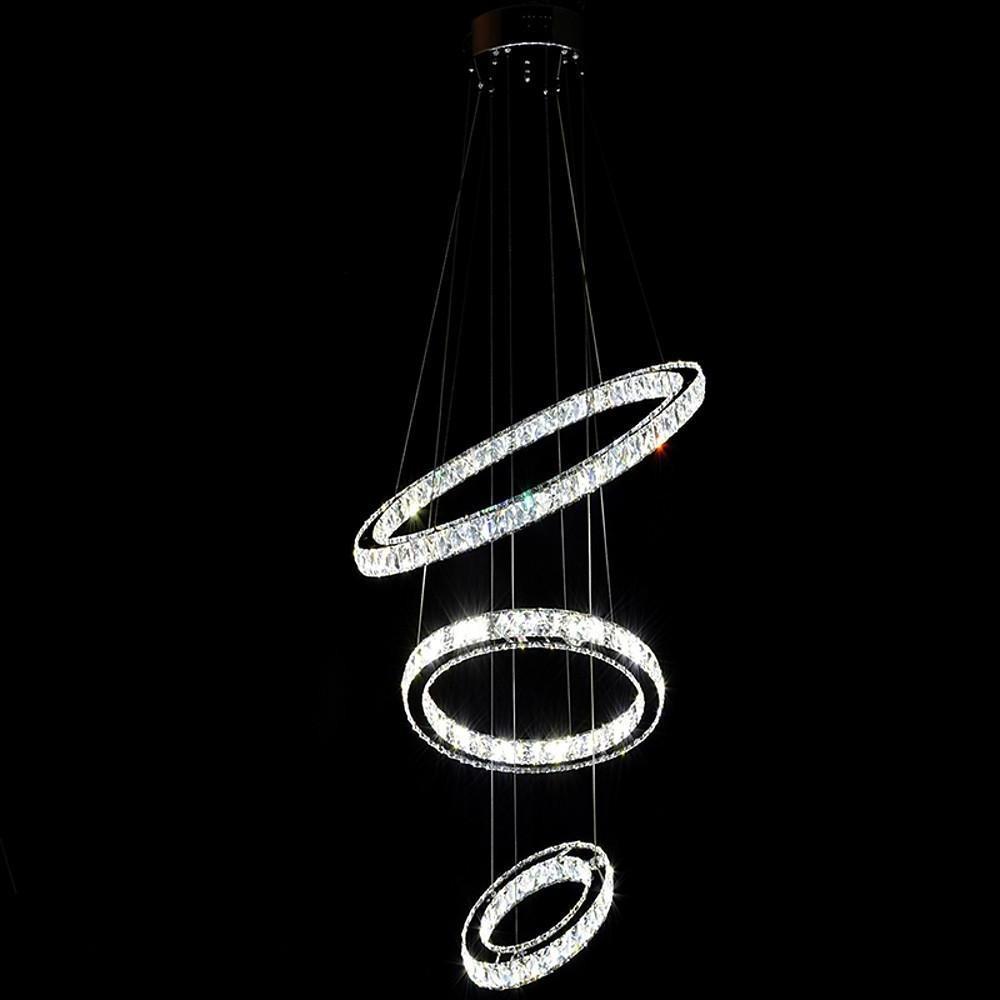 3 Ring Adjustable Circles Tiered Crystal Bling Hanging Modern Chandeliers