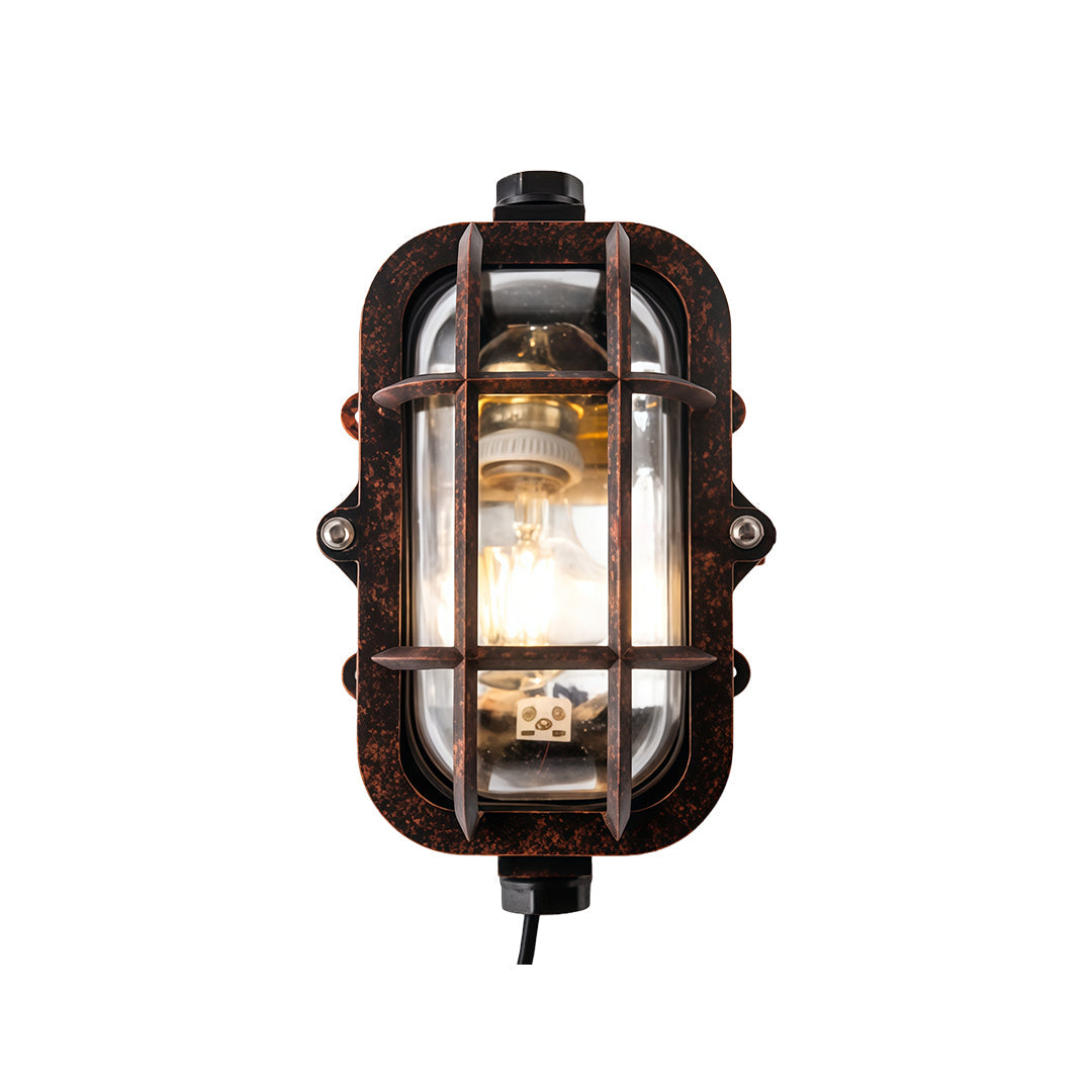 American Retro Industrial Wall Sconce with Clear Glass Shade for Indoor Spaces