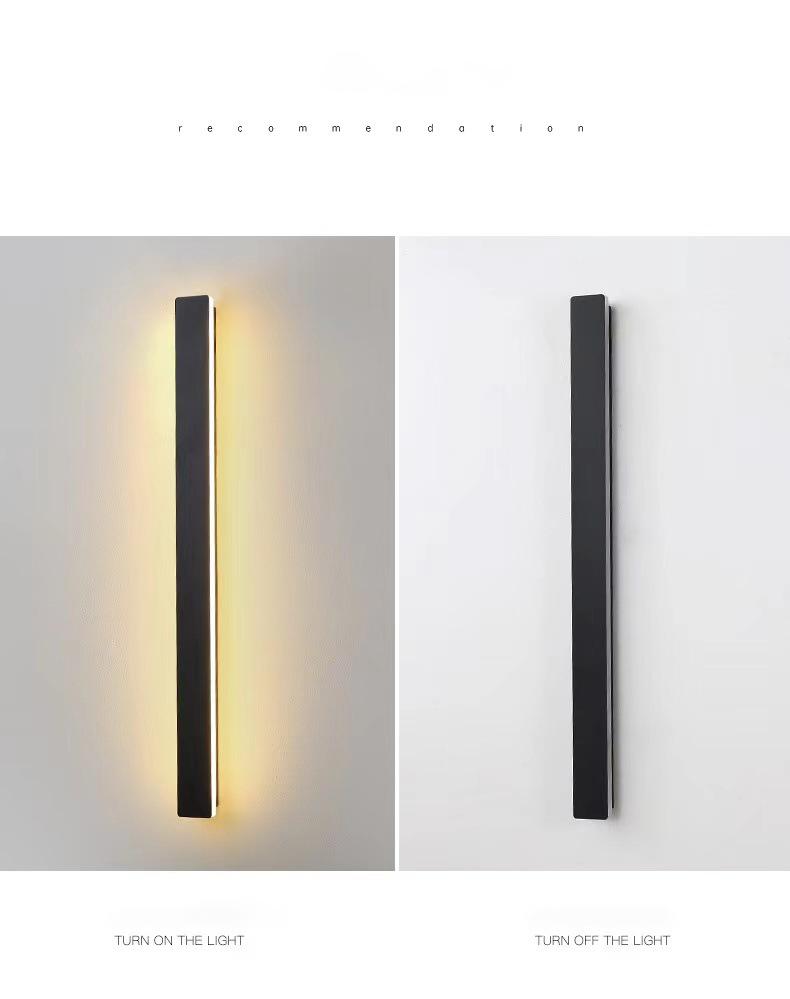 Linear Outdoor Wall Light in Black Metal, Waterproof LED Sconce