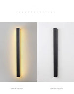 Linear Outdoor Wall Light in Black Metal, Waterproof LED Sconce