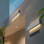 Modern Concrete Outdoor Wall Sconce with Warm LED Light, IP65 Waterproof Linear Fixture