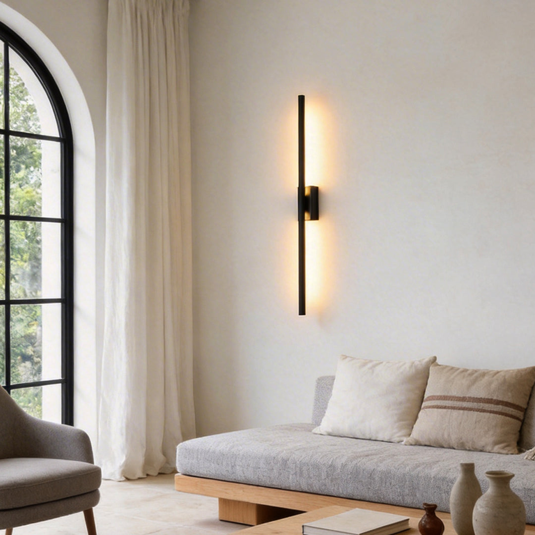 Modern Vertical LED Wall Sconce in Gold or Black
