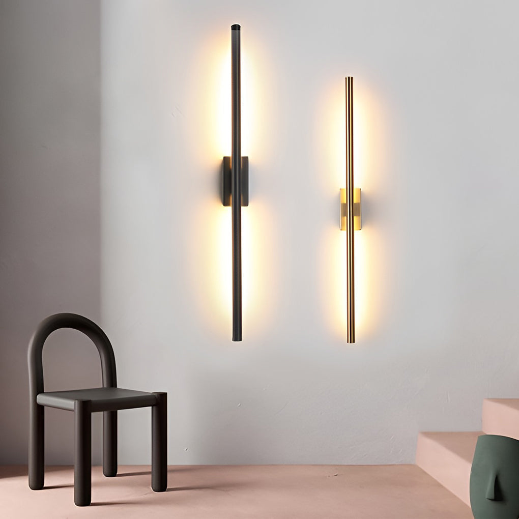 Modern Vertical LED Wall Sconce in Gold or Black