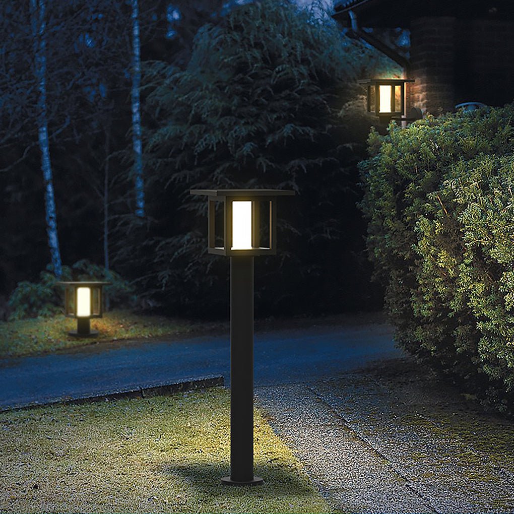 LED Post Lights with Rain Shield, Sand Gray Outdoor Landscape Lighting