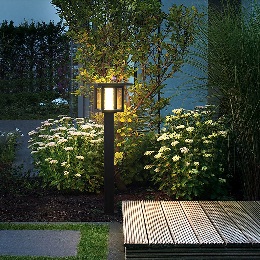 LED Post Lights with Rain Shield, Sand Gray Outdoor Landscape Lighting