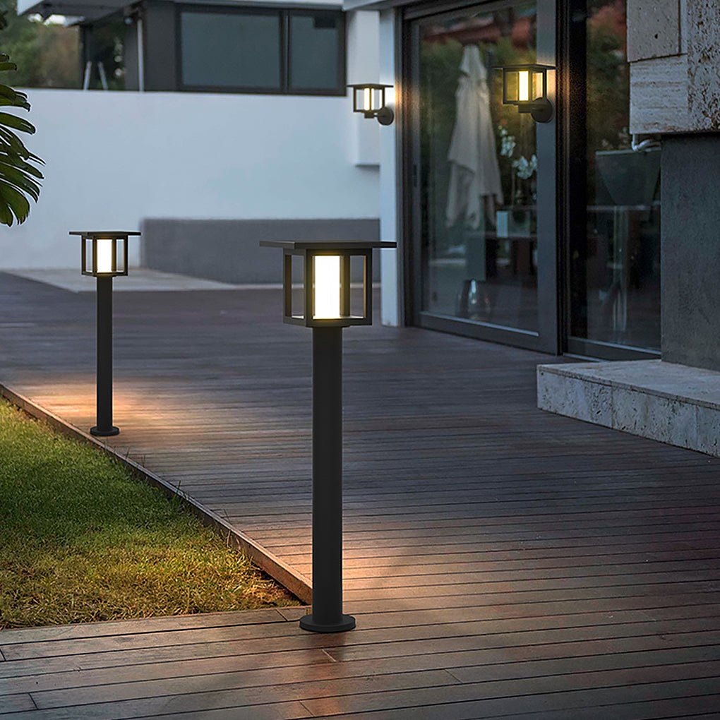 LED Post Lights with Rain Shield, Sand Gray Outdoor Landscape Lighting