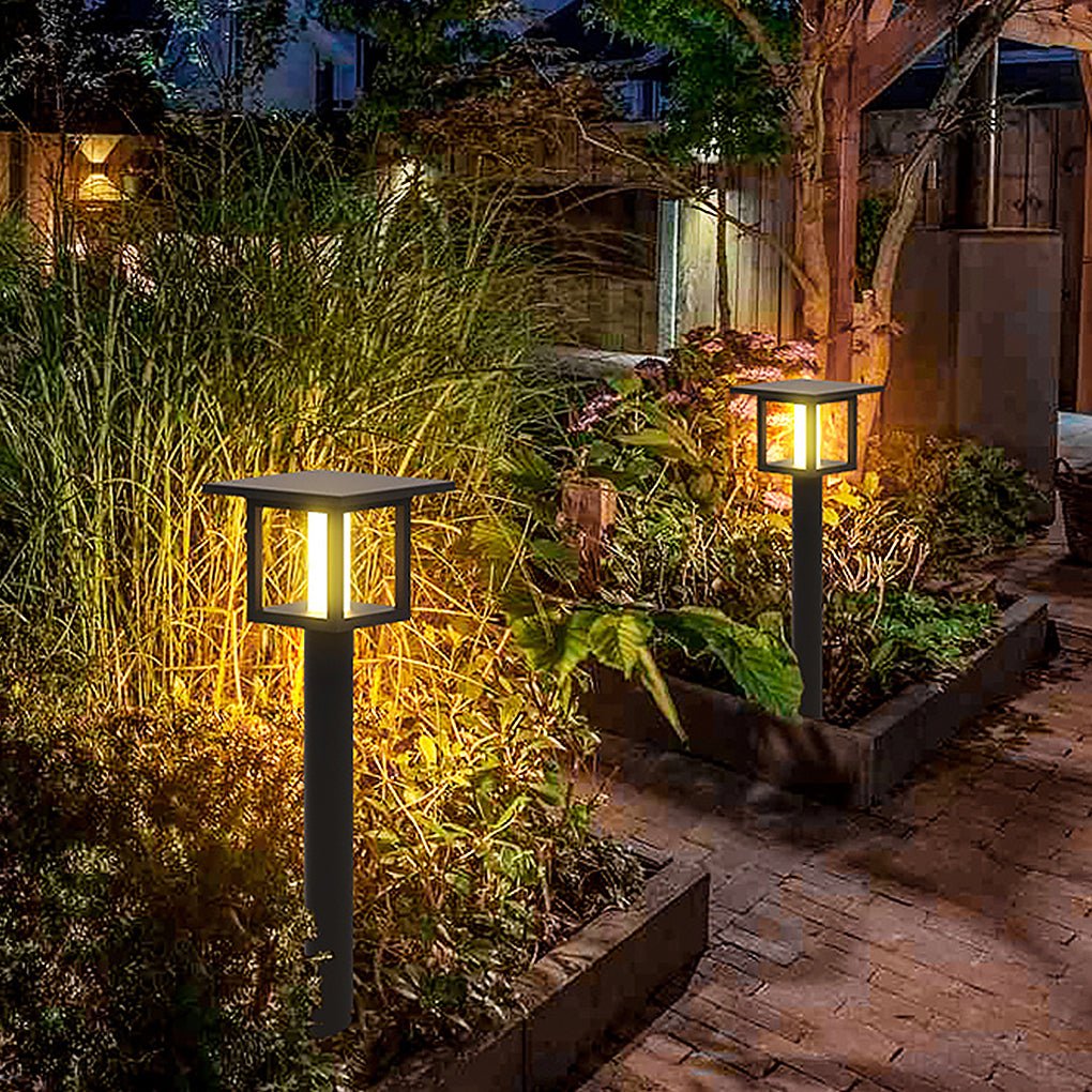 LED Post Lights with Rain Shield, Sand Gray Outdoor Landscape Lighting