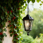 Outdoor Black Lantern Pendant Light with Adjustable Chain