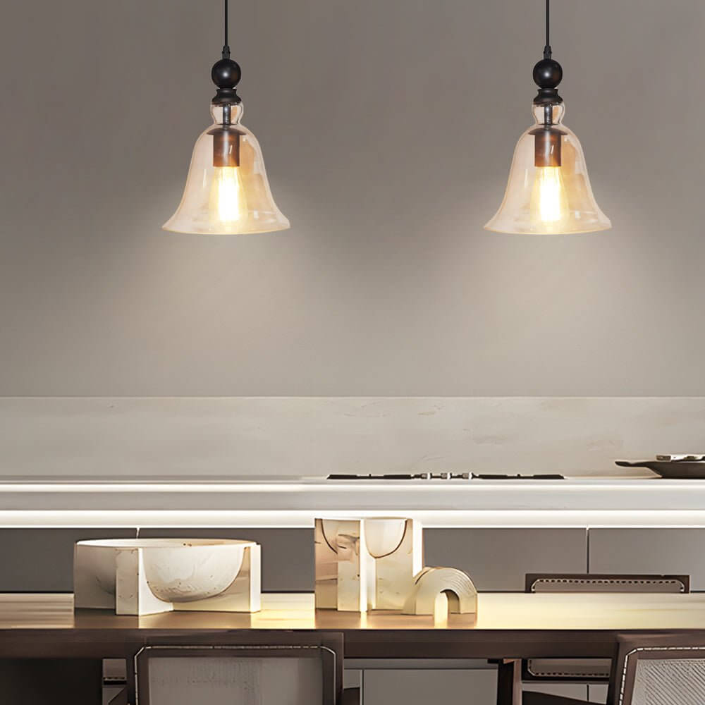 Artisan Iron and Glass Pendant Light with Warm Ambient Glow