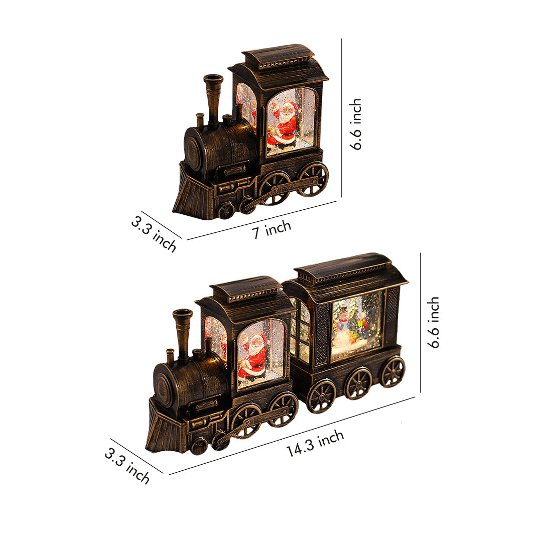 Nordic Christmas Train Table Lamp with Santa and Snowfall Effect