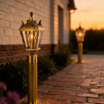 Solid Brass Copper Outdoor Path Light with Clear Glass Shade