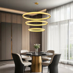 Aurelia Circular LED Chandelier in Copper, Chrome, or Black