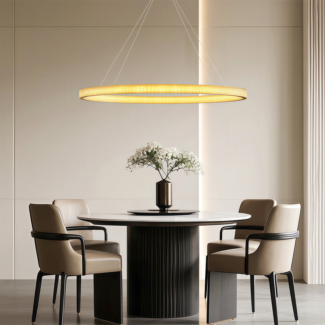 Aurelia Circular LED Chandelier in Copper, Chrome, or Black