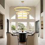 Aurelia Circular LED Chandelier in Copper, Chrome, or Black