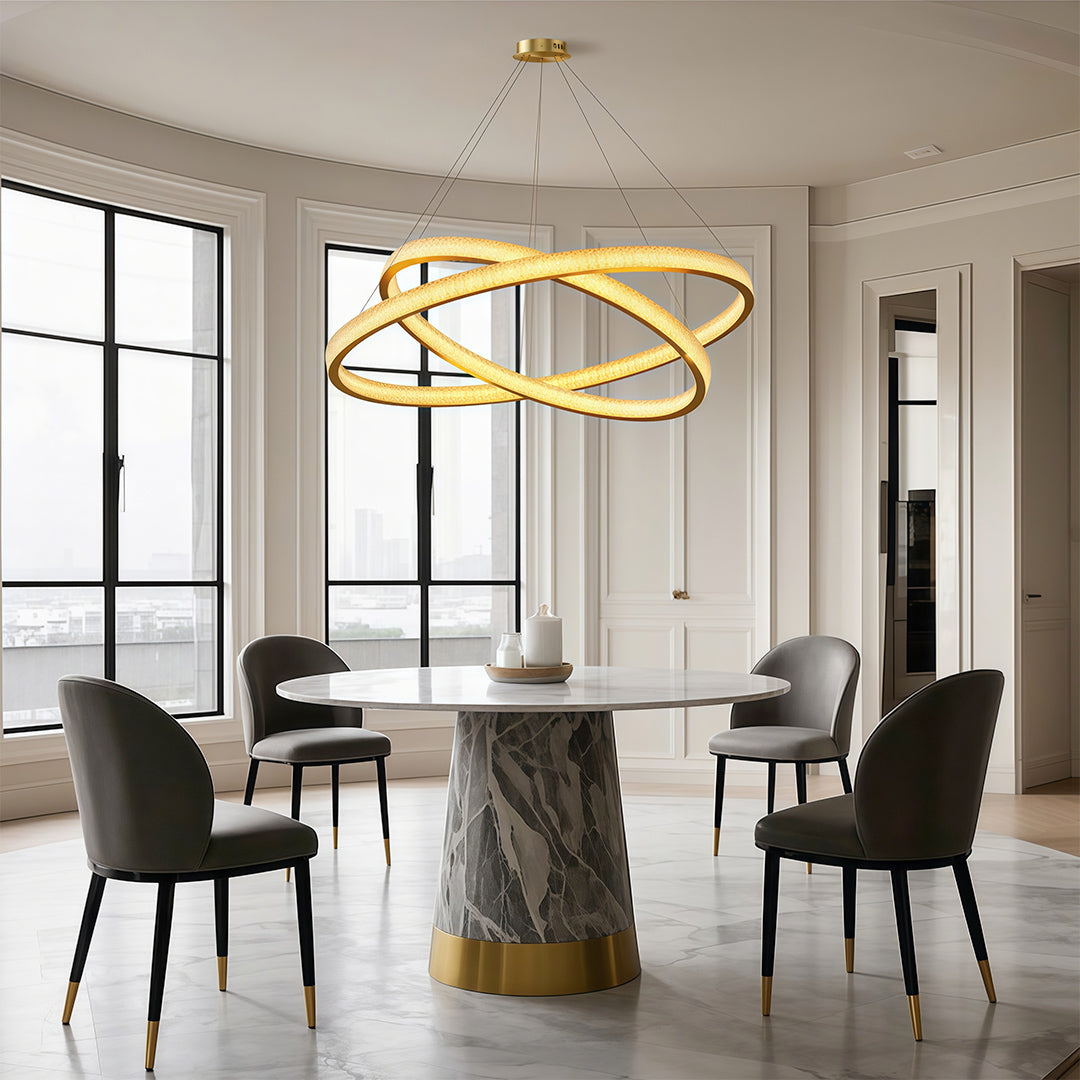 Aurelia Circular LED Chandelier in Copper, Chrome, or Black