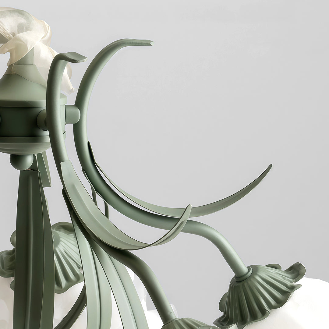 Vintage Lily of the Valley Chandelier, French Country Iron & Acrylic Pendant Light