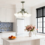 Vintage Lily of the Valley Chandelier, French Country Iron & Acrylic Pendant Light