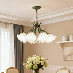 Vintage Lily of the Valley Chandelier, French Country Iron & Acrylic Pendant Light