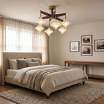 French Star Gold Chandelier with Opal Glass Shades for Elegant Interiors