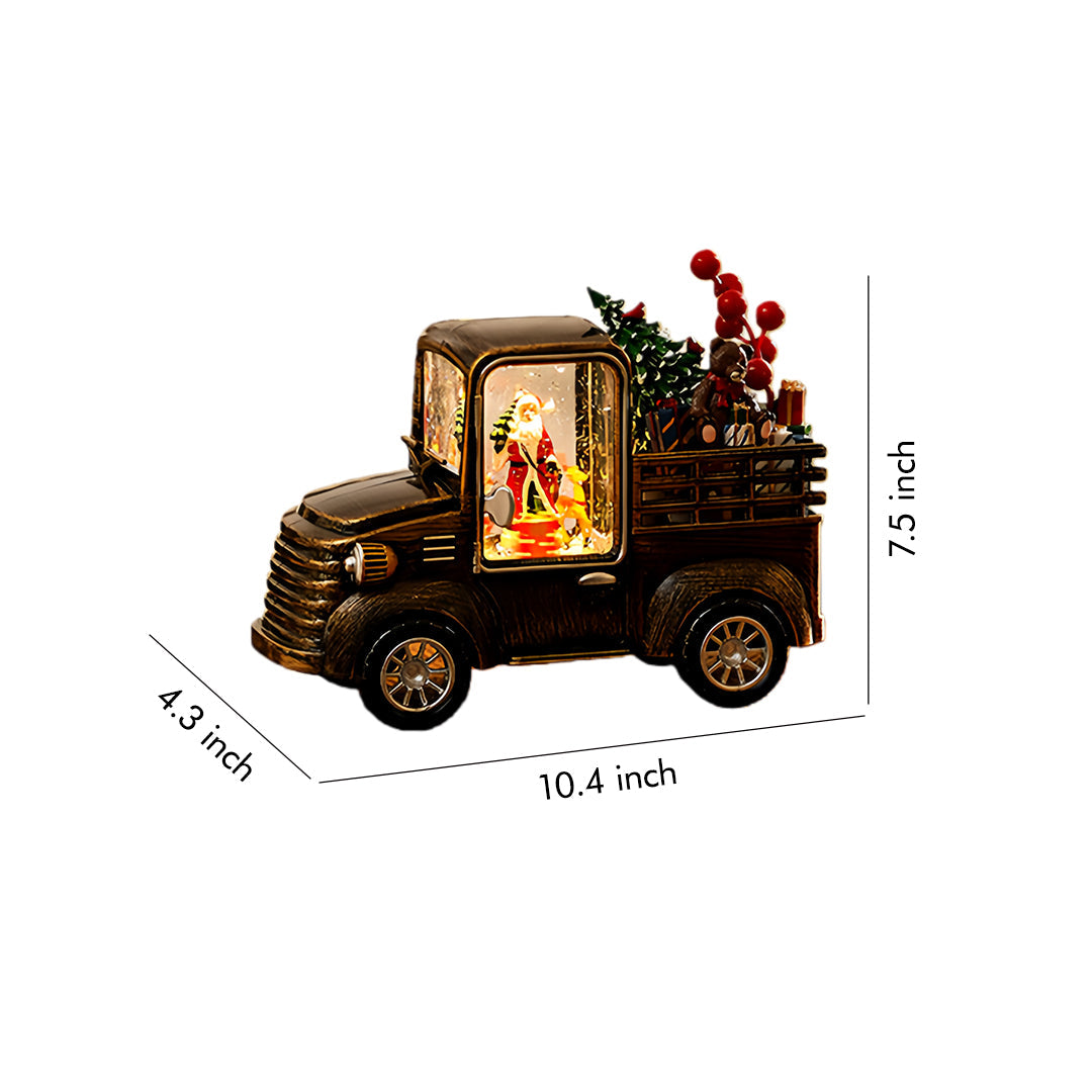 Nordic Gold Resin Table Lamp with Snowfall Scene