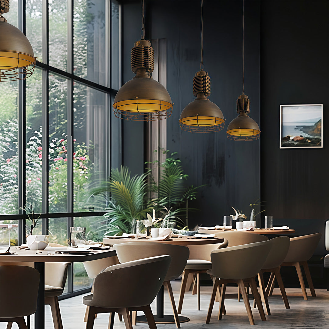 Industrial Heritage Pendant Light with Warm LED Glow
