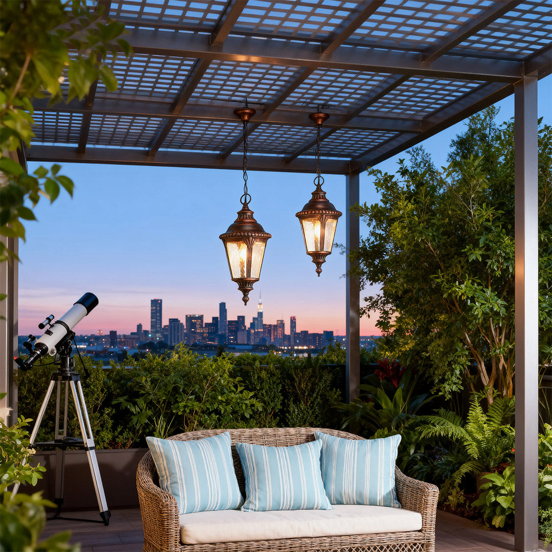 Industrial American Pendant Light with Adjustable Chain for Outdoor Living