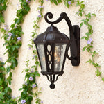 Vintage Outdoor Wall Sconce with Clear Glass Shade in Sand Black Aluminum