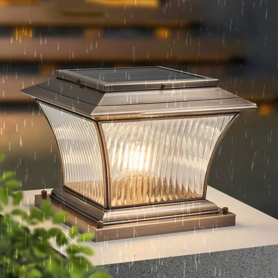 European Copper Outdoor Pillar Light with Brass Finish, IP65 Waterproof for Garden and Villa