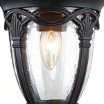 Outdoor Pendant Light with Adjustable Chain, Sand Black Aluminum & Clear Glass