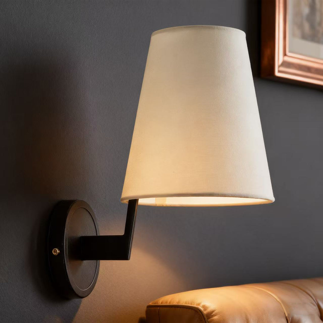 Modern Literary Iron Wall Sconce with Fabric Shade