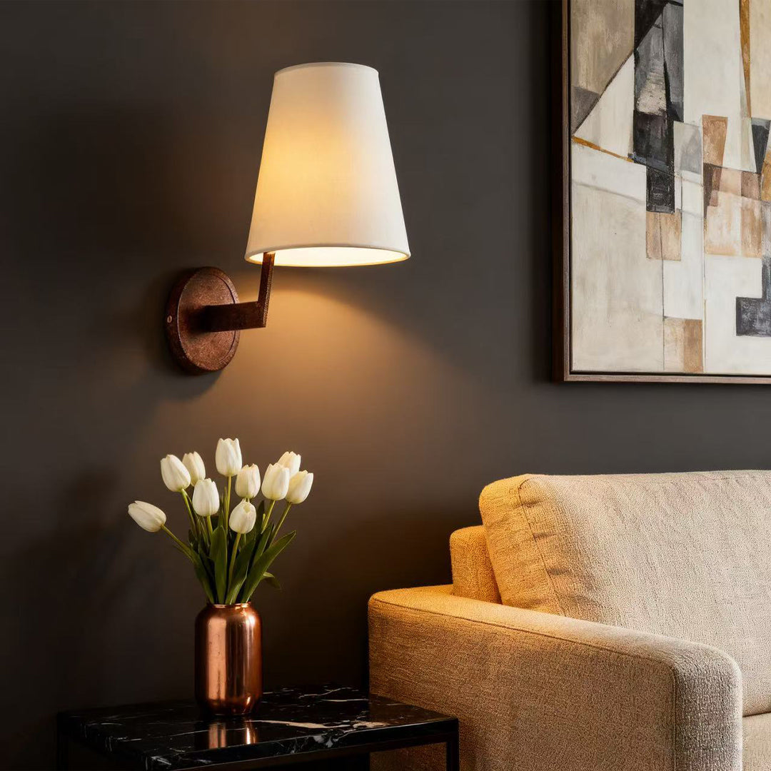 Modern Literary Iron Wall Sconce with Fabric Shade