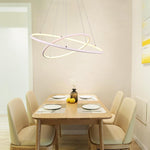Modern Led Chandelier Minimalist 2 Ring Geometric Lights With Adjustable Height
