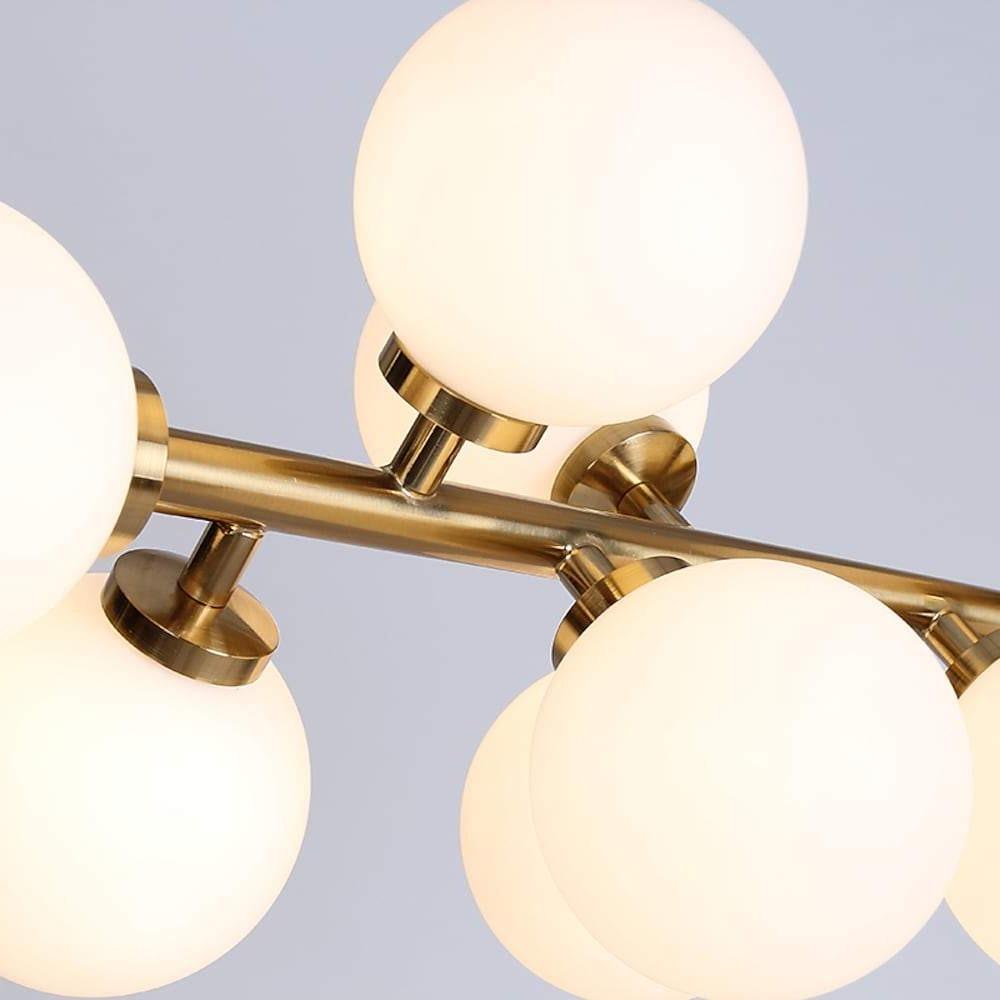 Modern Gold Kitchen Island Light 16 Light Linear Iron Global Glass Ceiling Lights Fixture 48W 110V Hardwired Indoor