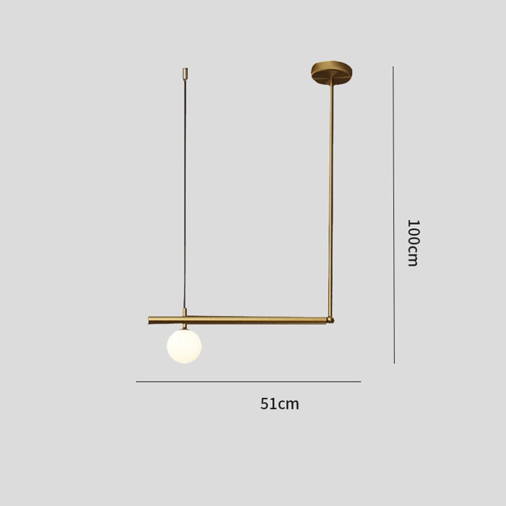 Minimalist Modern Linear Globe Pendant Lighting Copper Glass Kitchen Dining Room Light