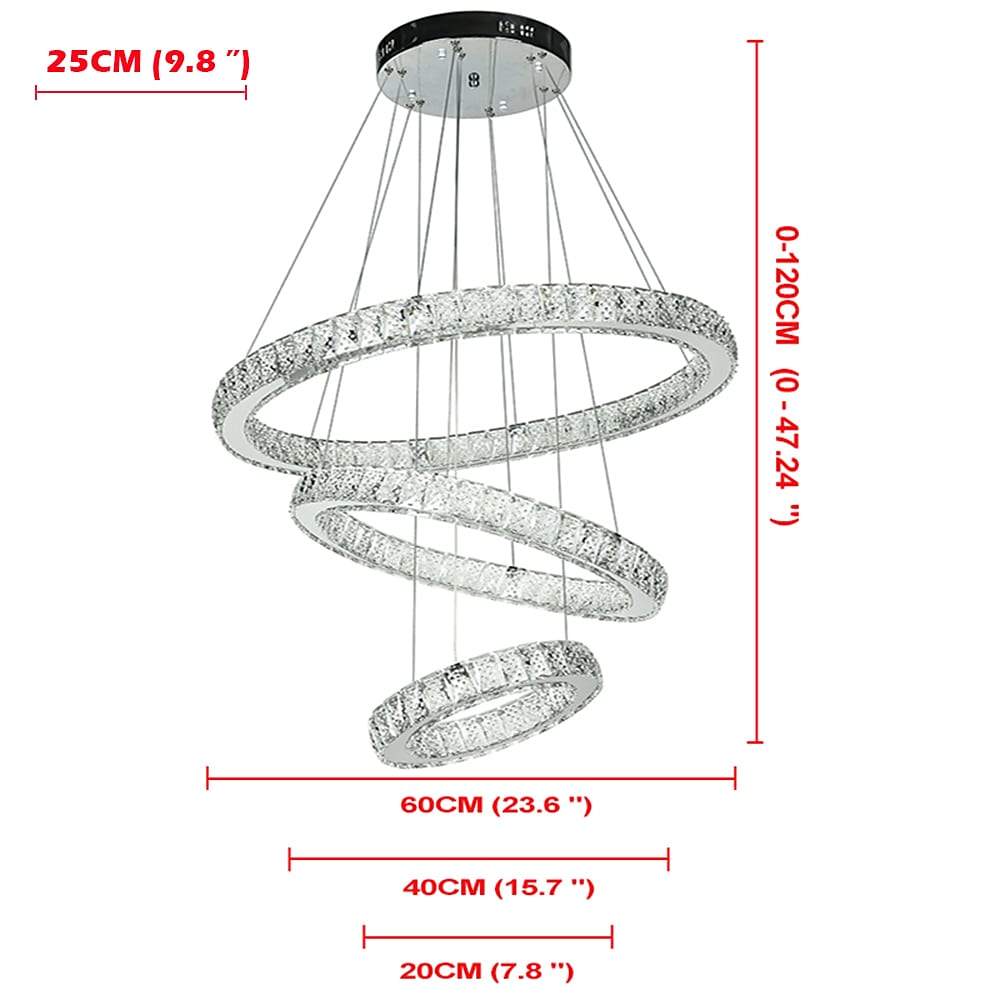 Modern 3 Tiers Circles Suspended Chandelier With Crystal Accents