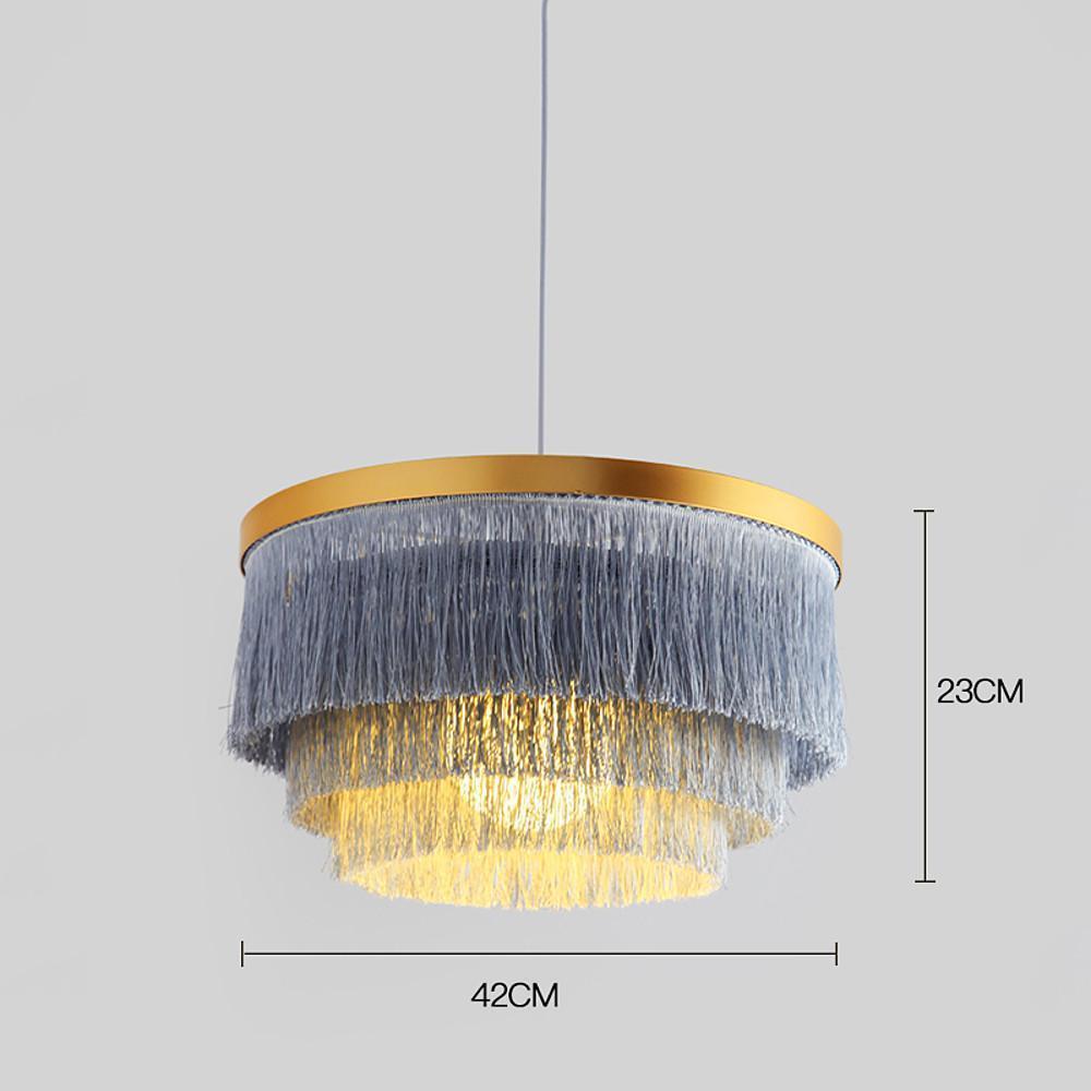 Gradated Fabric Drum Chandelier with LED Lighting, Contemporary Pendant for Dining and Living Spaces