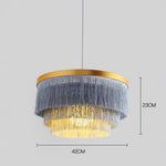 Gradated Fabric Drum Chandelier with LED Lighting, Contemporary Pendant for Dining and Living Spaces