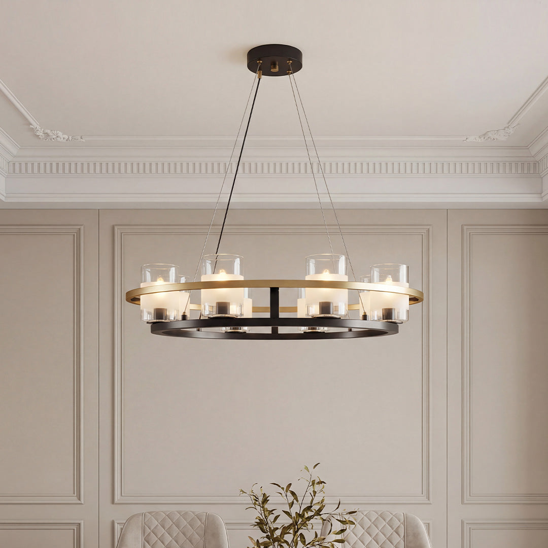 Aurelia Copper Modern Chandelier with Clear Glass Shades