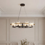 Aurelia Copper Modern Chandelier with Clear Glass Shades