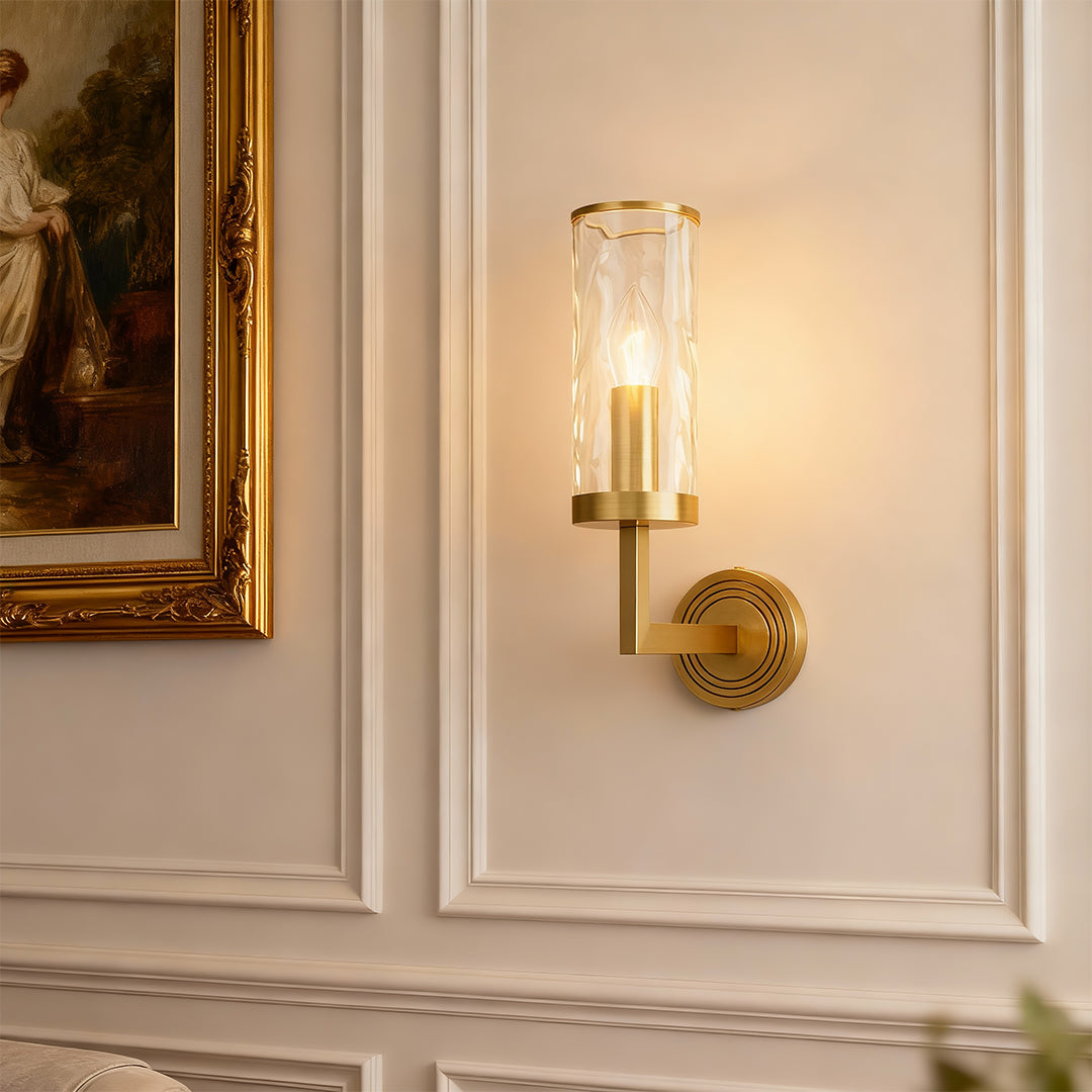 Modern Minimalist Copper Wall Sconce with Clear Glass Shade