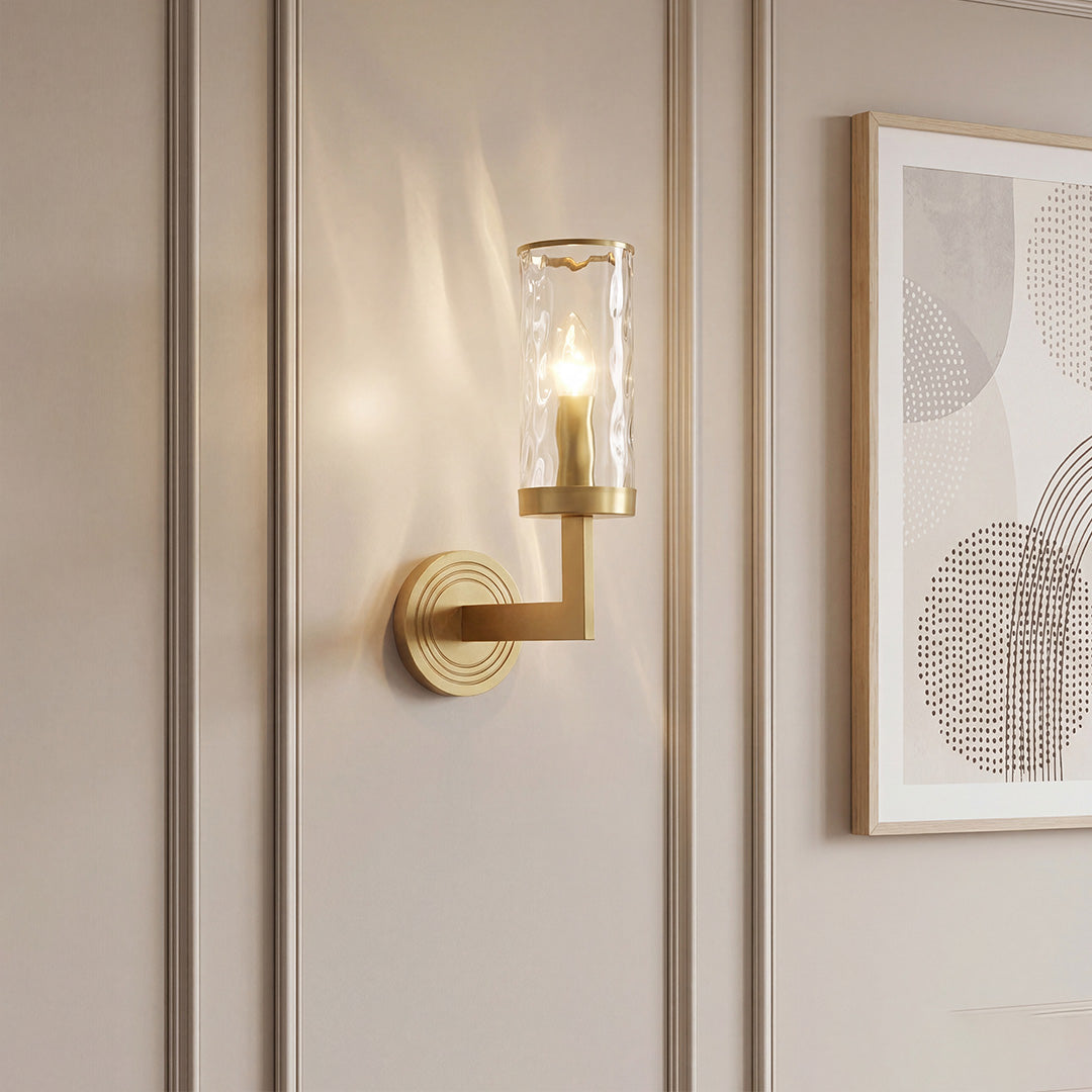 Modern Minimalist Copper Wall Sconce with Clear Glass Shade