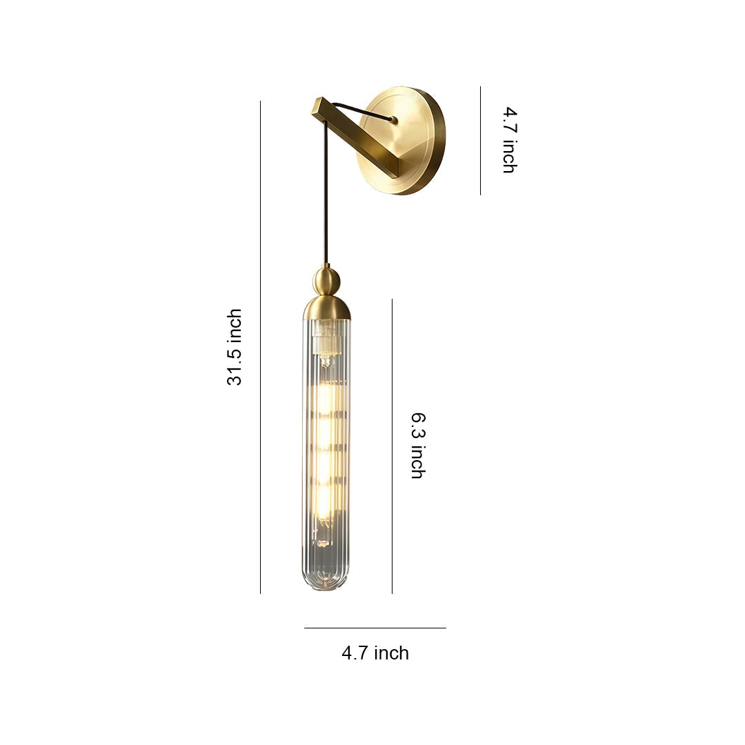 Modern Brass Wall Mount Pendant Light with Glass Shade