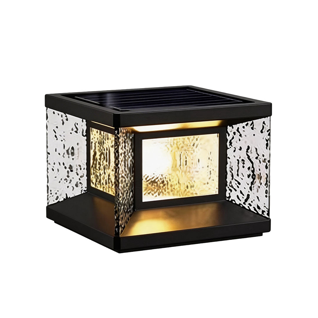Modern Outdoor Pillar Light in Black Stainless Steel with Clear Glass