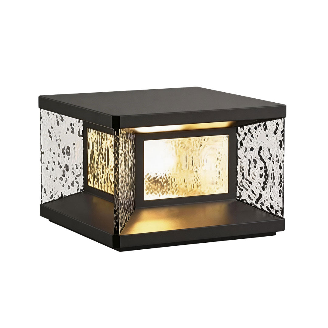 Modern Outdoor Pillar Light in Black Stainless Steel with Clear Glass
