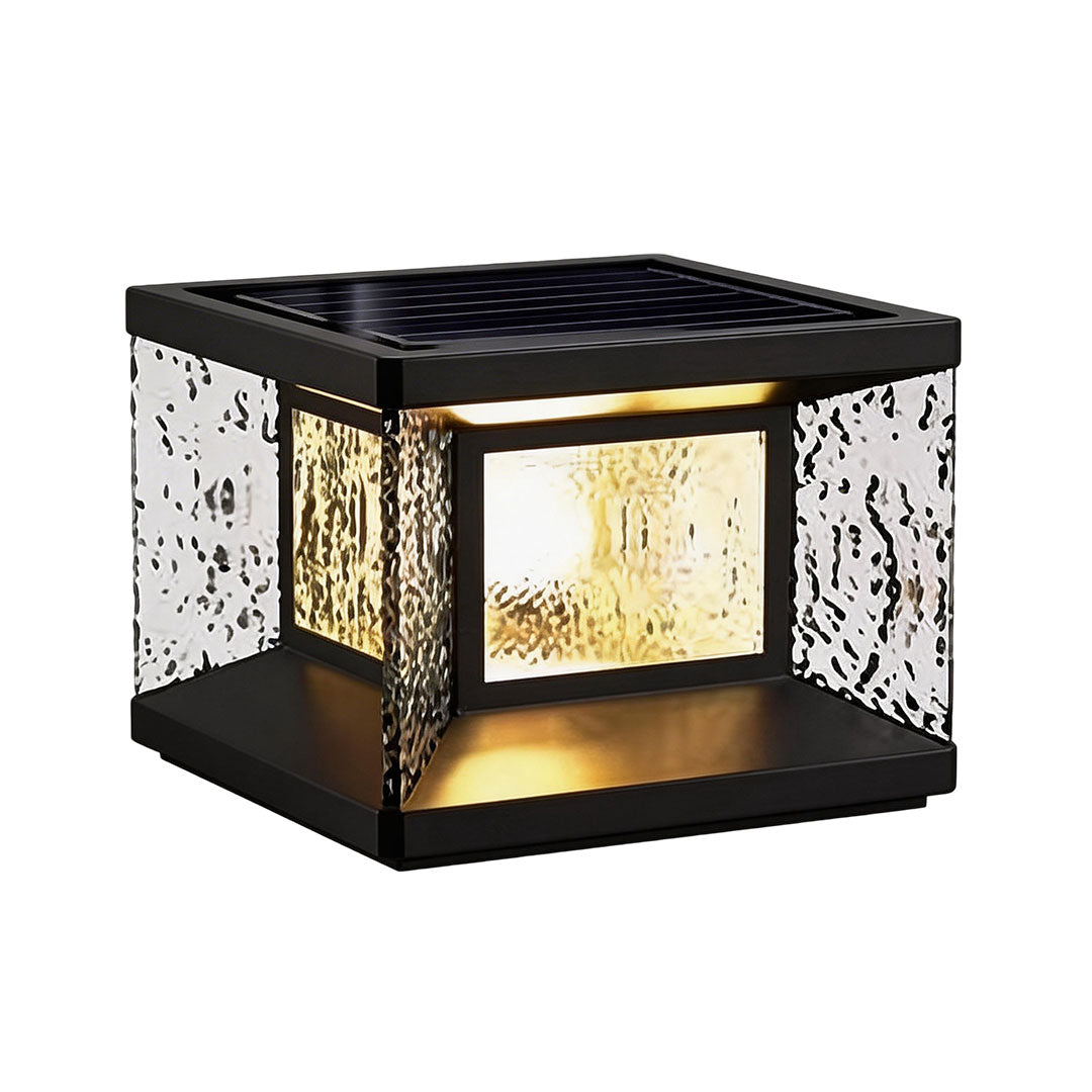 Modern Outdoor Pillar Light in Black Stainless Steel with Clear Glass