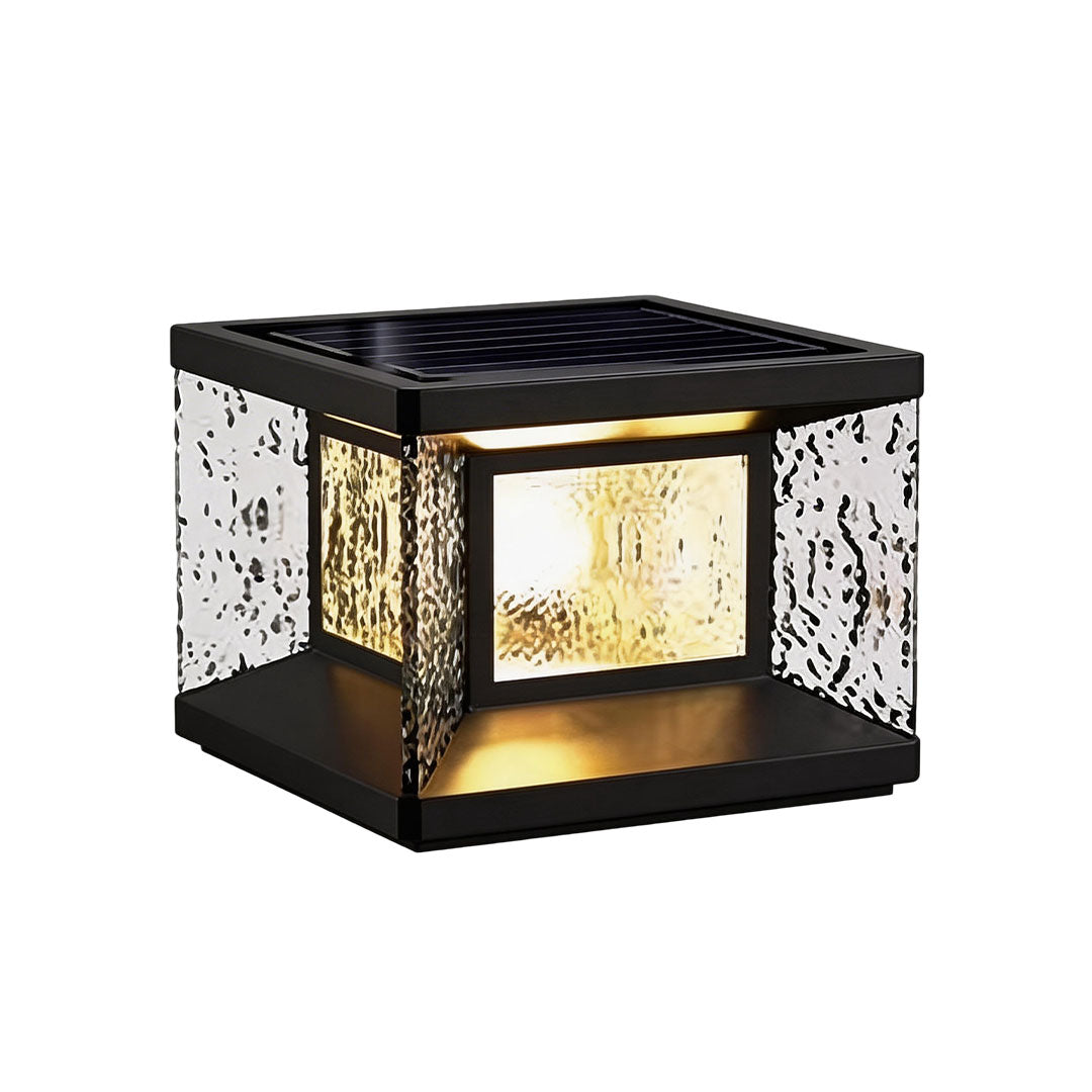 Modern Outdoor Pillar Light in Black Stainless Steel with Clear Glass