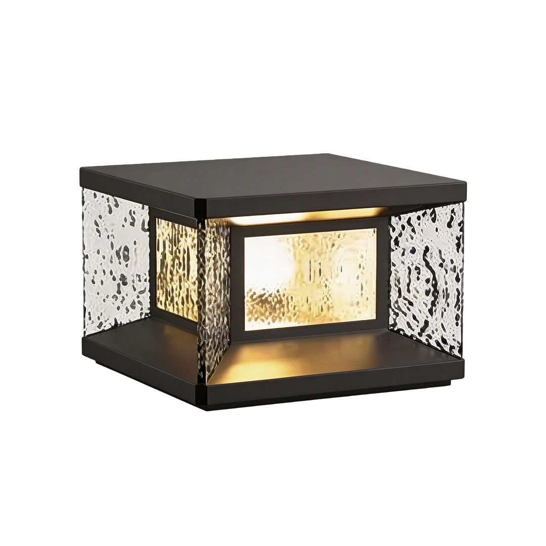 Modern Outdoor Pillar Light in Black Stainless Steel with Clear Glass