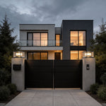 Modern Outdoor Pillar Light in Black Stainless Steel with Clear Glass