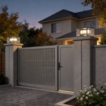 Modern Outdoor Pillar Light in Black Stainless Steel with Clear Glass