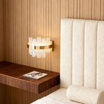 Modern Glass Wall Sconce with Stainless Steel Frame in Gold